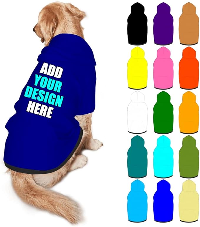 Custom Dog Hoodie Personalized Photo Text Logo Name Dog Clothes, Soft & Warm for Puppy Sweatshirt Hooded for Small Medium Large Dogs Girl/Boy Cats/Kitten, DarkBlue, S