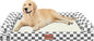 Large Dog Bed Orthopedic Washable: Beds Bolster XL Bed Medium Large Dogs Egg Crate Foam Couch Sofa Waterproof with Removable Cover - Dark Grey Grid