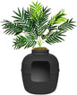 Good Pet Stuff Hidden Litter Box Planter, Decorative Cat Litter Enclosure with Carbon Filter, Artificial Plant, Easy Clean, Improved Design, Round Style, Base Kit, Matte Black