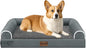 Medium Large Dog Bed Orthopedic Washable: Beds Bolster Medium Large Sized Dog Bed Egg Crate Foam Couch Sofa Waterproof with Removable Cover - Dark Grey