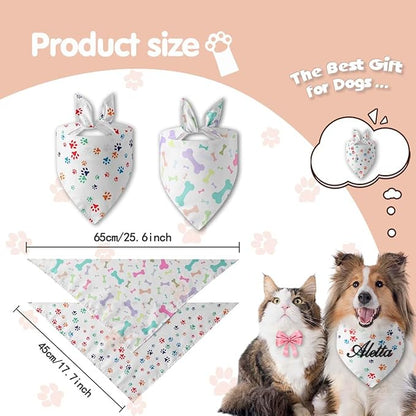Personalized Dog Bandana Easter Custom Pet Scarf with Embroidered Name Pet Custom Accessories for Small Medium Large Dogs Cats Pets Birthday Gift