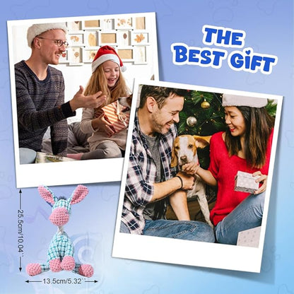 2025 New Dog Toys, Indestructible Plush Dog Toy, Dogs Toys for Aggressive Chewers, Dogs Squeaky Chew Toy for Indoor Pups Teething (Brown+Blue)