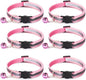 6 Pack Reflective Cat Collar with Bell, Breakaway and Safe Collars for Cats, Nylon, Pet Collar Adjustable19-32cm (Pink)