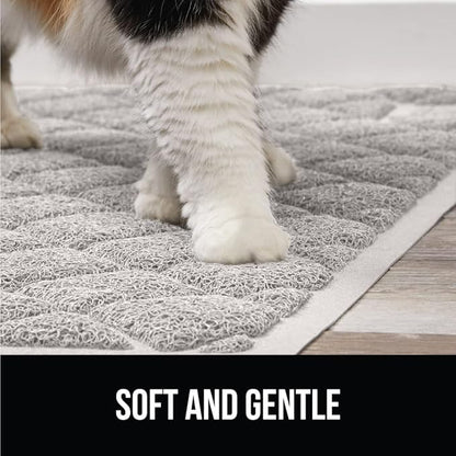 GORILLA GRIP Cat Litter Box Mat, Water Resistant, US Designed Kitty Litter Trapping Mats, Easy to Clean, Scatter Control, Less Mess and Clean Floors, Kitten Supplies for Indoor Cats, 24x17 Light Gray