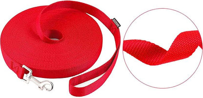 AmaGood Dog/Puppy Obedience Recall Training Agility Lead-15 ft 20 ft 30 ft 50 ft Long Leash-for Dog Training,Recall,Play,Safety,Camping (30feet, Red)