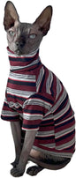 Vintage Stripes Sphynx Hairless Cats Shirt Cotton Cat Turtleneck Pet Clothes Kitten T-Shirts with Sleeves for Sphynx Cats (Old School, X-Large)
