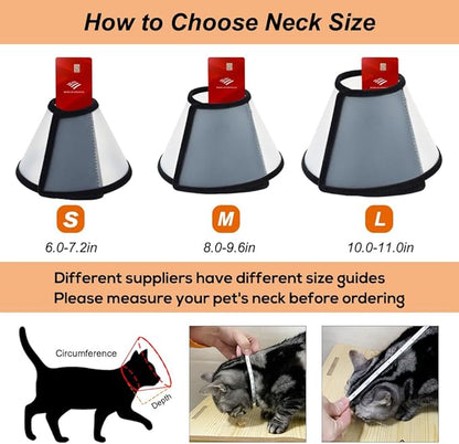 Vivifying Cat Cone, Adjustable Recovery Pet Cone, Lightweight Plastic Elizabethan Collar for Large Cats and Small Size Dogs