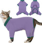 Sticky Cat Clothes Stretchy, Sphynx Hairless Sweater & Pajamas for Cats only, Soft Cat Onesie for Cats After Surgery Female Male & Hair Loss Prevention, Purple XL