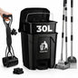 30L Dog Poop Trash Can Outside with Pooper Scooper, Inner Bucket, Stainless Steel Dustpan, Rake & Shovel, Waste Bags for Dog Poop Disposal
