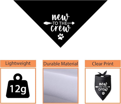 New to The Crew Dog Bandana New Puppy Announcement Gift for New Owners New Puppy Gift New Dog Announcement Photo Props Accessories for Small Medium Dogs Pets (Black)