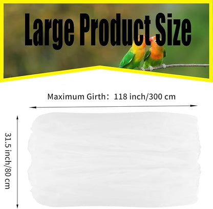 Bird Cage Seed Catcher Large Bird Cage Cover 118 * 31 inches Adjustable Net Cover,Nylon Mesh Birdcage Skirt Guard for Parrot Macaw Round Square Cages (1, White, 118 * 31 inches)