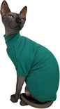 Sphynx Hairless Cats Shirt Cotton Cat Turtleneck Sweater Pullover Kitten T-Shirts with Sleeves Cat Pajamas Jumpsuit for Sphynx (X-Large, Peacock Green)