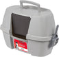 IRIS USA Corner Cat Litter Box Enclosed with Scoop - Privacy and Easy Access for Cleaning, Odor Defensive Hooded Litter Tray, Sturdy Stain Resisting Plastic, Fits in Most Corners, Gray
