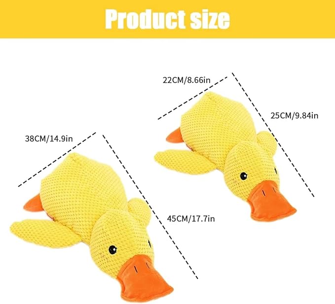 2025 Upgraded Dog Toys, New Durable Calming Duck Toys, Dog Toys for Aggressive Chewers with Soft Squeaker, Fun for Indoor Puppies and Senior Pups (Yellow, S-8.66 * 9.87in)