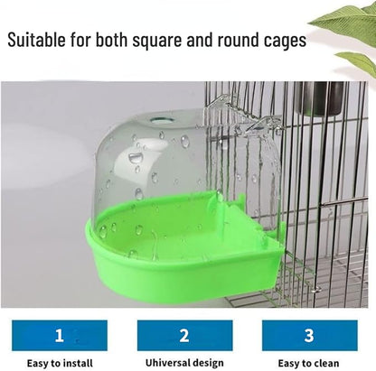Bird Bath Cage, Cleaning Pet Supplies Bird Bathtub with Hanging Hooks Come with Free Water Injector for Parrots Spacious Parakeets Portable Shower for Most Birdcage Random Color (M)