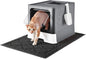 Cat Litter Box with X-Large Litter Mat and Scoop, Large Covered Litter Box with Lid, Enclosed Kitty Box,Front Top Entry Exit, Odor Control Easy to Clean (Upgrade Dark Grey)
