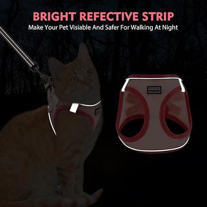 Cat Harness and Leash Set, Soft and Breathable Vest with Reflective Strip, Escape Proof Kitten Harness, Easy to Wear for Cats Walking and Traveling (Orange, XXS)