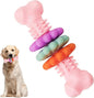 Puppy Chew Toys for Teething, Durable Dog Chew Toy for Aggressive Chewers, Tough TPR Rubber Bone Toy for Small & Medium Dogs, Teeth Cleaning & Anxiety Relief(Pink)