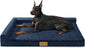 Patas Lague Orthopedic Jumbo Dog Bed for Extra Large Dogs 56''X40'', Waterproof L Bolster Pet Sofa Beds with Removable Washable Cover, Soft Comfortable Pet Couch Crate Mat with Nonskid Bottom, Navy