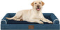 Large Dog Bed Orthopedic Washable: Beds Bolster XL Bed Large Big Dogs Egg Crate Foam Couch Sofa Waterproof with Removable Cover - Navy Blue