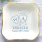Personalized Locket Wedding Ring Dish, Custom Initial Engaged Rings Holder, Custom Wedding Jewelry Tray, Married Trinket Dishs, Engagement Party Keepsake Gifts for Newly Engaged Couple