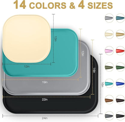 Silicone Pet Feeding Mat with Raised Edge for Food and Water, Dog Bowl Mats, Cat Bowls Placemat with High Lip for Floor Waterproof, Rubber Tray for Cats and Dogs 22 x 14 x0.8 Dark Brown