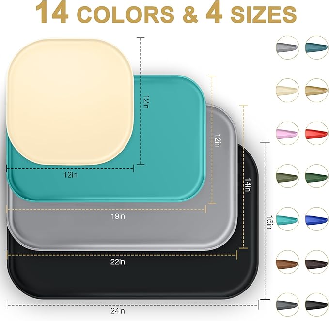 Silicone Pet Feeding Mat with Raised Edge for Food and Water, Dog Bowl Mats, Cat Bowls Placemat with High Lip for Floor Waterproof, Rubber Tray for Cats and Dogs 24 x 16 x0.8 Dark Brown