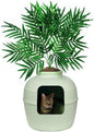 Good Pet Stuff Hidden Litter Box Planter, Decorative Cat Litter Enclosure with Carbon Filter, Artificial Plant, Easy Clean, Indoor Design, Original Round Style, Base Kit, Seagrass Green