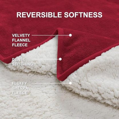 Waterproof Bed Blanket - Reversible Sherpa Throw with Leak-Resistant TPU Layer - 80x60 Stain Resistant, Machine Washable Bed Protector for Couch, Bed & Pets