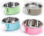 4 Pieces Crate Dog Bowl, Removable Stainless Steel Pet Kennel Hanging Food Water Feeder Bowl Cage Coop Cup for Puppy Medium Dog Cat Rabbit Ferret Bird