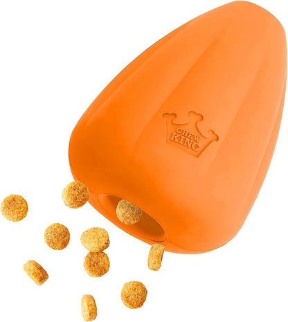 Chew King by Mammoth Premium Treat Dog Toy, Extremely Durable Natural Rubber Toy, Bacon Flavored Dog Treater, Large - Orange