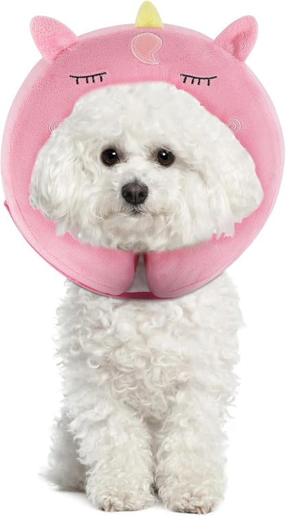 IEUUMLER Inflatable Recovery Dog Collar, Protective Donut Cone, Adjustable Soft Collar for Dog and Cat After Surgery Prevent from Biting & Scratching EU002 - Unicorn L