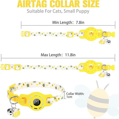 BINGPET AirTag Cat Collar with Bells, Upgraded Safety Elastic Cat Collar with Airtag Cat Collar Holder, Anti-Lost Cat Collars for Girl Boy Cats, Anti-Suffocation Kitty Puppy Collars