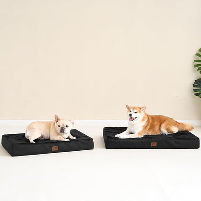 EHEYCIGA Waterproof Dog Bed Orthopedic 35"x23", Memory Foam Pet Bed for Larged Size Dogs, Washable Pet Mat with Removable Cover, Black