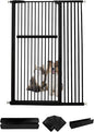 Lumizone Extra Tall Pet Gate 55.12" High Pressure Mounted 42.52"-46.64" Extra Wide (9 Sizes) 1.37" Gap for Cat Dog Stairs Doorway Hallway No Drilling Auto-Close (42.52"-46.64" W, Black)