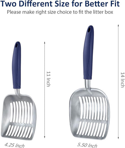 WePet Cat Litter Scoop, Aluminum Alloy Sifter, Kitty Metal Scooper, Deep Shovel, Long Handle, Poop Sifting, Kitten Pooper Lifter, Durable, Heavy Duty, for Litter Box