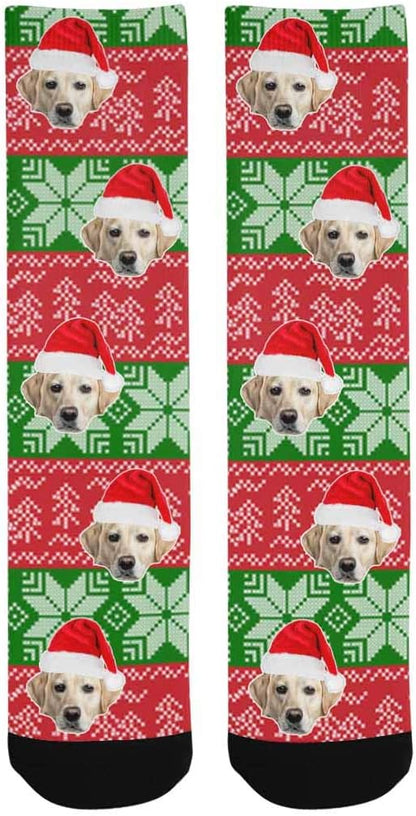Custom Face Socks, Personalized Dog Lover Pet Photo Picture on Socks Unisex Athletic Crew Socks for Men Women