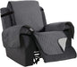 H.VERSAILTEX Reversible Quilted Recliner Covers Water Resistant Furniture Protector for Reclienr Chair with Elastic Straps for Pets Kids Sitting Width Up to 22"(Recliner, Gray/Beige)
