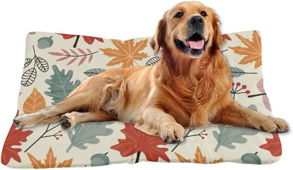 Colorful Leaf Seamless Dogs Beds Dog Bed Anti Slip Bed Mats for Dogs Warm for Non- Slip Bottom Winter Pet Supplies Multi- Scenario Big Dog Beds Gift Printed Cat 24× 18 Inch