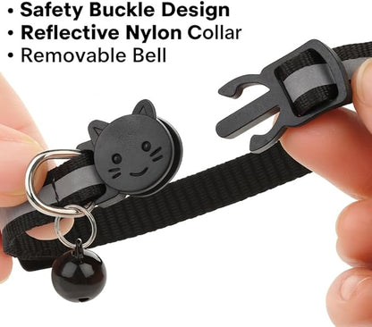 Pink AirTag Cat Collar – Breakaway Reflective Nylon Kitten Collar with Apple AirTag Holder & Bell, Adjustable 1cm Cat Collar for Girls & Boys (Fits 8.66–13.78 in)