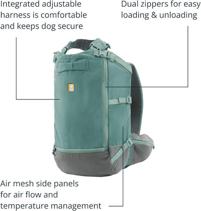 Ruffwear, Hitch Hiker Dog Backpack Carrier, Hands-Free Dog Carrier Backpack with Breathable Mesh, EVA Foam Padding, Durable Polyester, Lightweight Design for Small Dogs, River Rock Green, X-Small