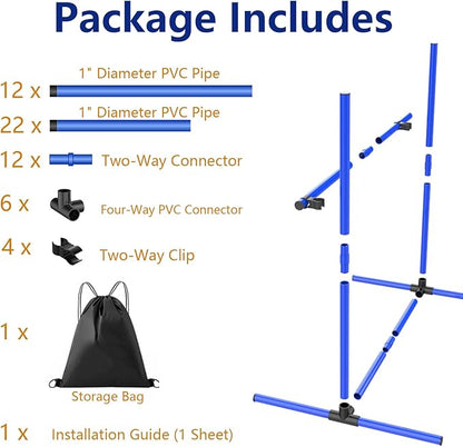 6 Weave Poles & 2 Hurdle Dog Agility Set, Indoor & Outdoor Training Equipment with Support Feet, 31" Height, 24" Spacing, Storage Bag