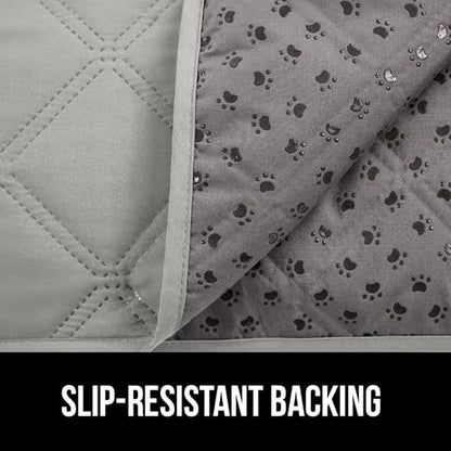 GORILLA GRIP Waterproof Bed Cover for Dogs, 82x68, Gripped Slip Resistant Backing, Leak Proof Washable Dog Blanket Covers Sofa, Couch, Sectional, Crate, Car, RV Seats, Pet Puppy Essentials, Light Gray