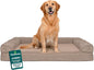 Furhaven Orthopedic Dog Bed for Large Dogs w/ Removable Bolsters & Washable Cover, For Dogs Up to 95 lbs - Luxe Faux Fur & Performance Linen Sofa - Woodsmoke, Jumbo/XL