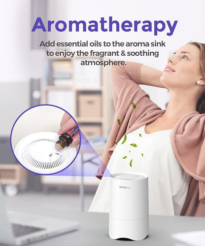 Small Air Purifier for Home Bedroom, Personal Desk Mini Air Purifier, Room Hepa Air Purifier Fresheners Cleaner for Dorm, Pets, Smoke, Desktop, Office (2 Pack)