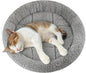 Enjoying Small Cat Bed Mat, 11.81" Round, Self Warming Cat Mat with Pillow Around, Dog Kitty Curling Sleep Cushion, Soft Kitten Pad for Carrier/Crate, Rabbit Warm Bed, Antiskid Bottom, Small
