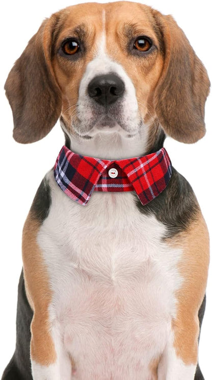 Faleela Cotton Plaid Shirt Style Dog Collar Soft Cute,Boy Dog Collar with Quick-Release Buckle,Adjustable Bow Tie Collar for Small Medium Large Dogs