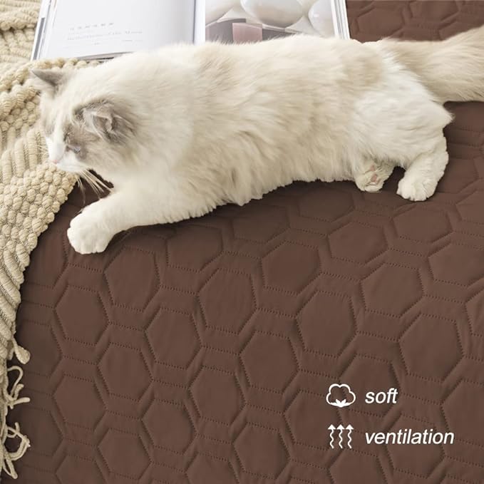 Waterproof and Anti-Slip Dog Bed Cover and Pet Blanket Sofa Pet Bed Mat ，car Incontinence Mattress Protectors Furniture Couch Cover for Most Cats Dogs, Pets（52x82-Chocolate）
