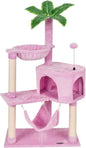 KIYUMI Cat Tree Cat Tower Condo with Sisal Scratching Post for Indoor Cats Tree Furniture with Hammock Perch and Kitten Ball Toys, Multi-Level Pet Activity Center Pink