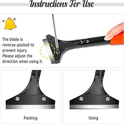 DIYSELF Razor Blade Scraper, Floor Scraper, Scraper Tool for Cleaning, Glass Scraper for Windows, Tile, Stove Top, Cooktop, Oven, Aquarium, Paint, Decal, Inspection Sticker, Gum, Glue Remover